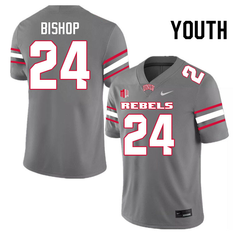 Youth #24 LaDarrius Bishop UNLV Rebels College Football Jerseys Stitched-Grey